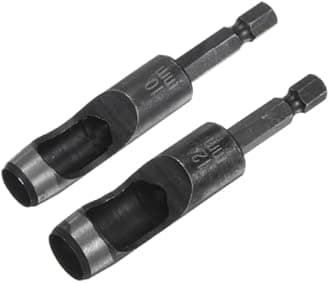 HARFINGTON 2pcs 10mm,12mm Leather Hollow Hole Punch 1/4" Hex Shank for Drills, Belt Hole Punch Punching Cutter Tool for Leathercraft Working