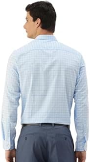Peter England Men's Micro-Checkered Formal Slim Fit Full Sleeve Shirt | Cotton Rich