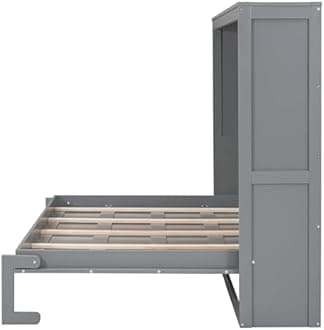 Harper & Bright Designs Queen Size Murphy Bed, Wall Bed Queen Platform Bed, No Box Spring Needed, Gray