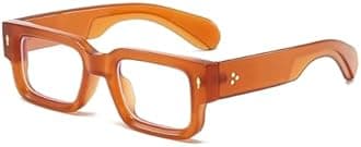 EYLRIM Square Thick Frame Glasses for Women Men Chunky Rectangle Blue Light Glasses Non Prescription Eyeglasses