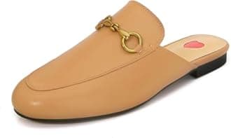 Vertundy Women's Mules Low Heel Flats Leather Slip On Backless Sandals for Girls Lady Work Slides