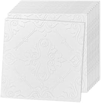 JOLOV 3D Wall Panels, Pack of 12 Tiles Wall Panels, Waterproof, Heat Resistant, 19.7 x 19.7inch PVC Wall Panel, Matt White Diamond Design 32 Sq Ft,for Living Room,Hotel Lobby,Game Room (X1)