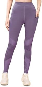 Mehrang Stretchable Gym Pants for Women & Tights for Women Workout with Mesh Insert & Side Pockets