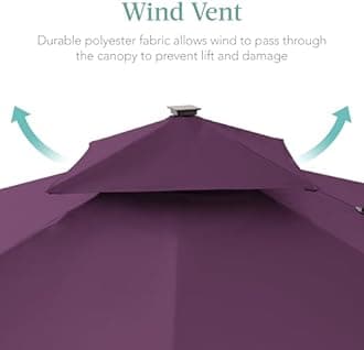 Best Choice Products 10x10ft Cantilever Patio Umbrella w/Base Included, Solar LED Lights 360 Rotation Large Offset Hanging Outdoor Shade for Deck Pool Backyard w/Stand – Amethyst Purple
