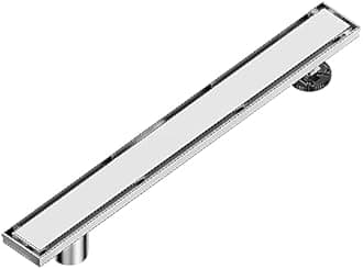 Neodrain 28-Inch Offset Linear Shower Drain with Tile Insert Grate Cover, Brushed 304 Stainless Steel Rectangle Side Outlet Shower Floor Drain, Adjustable Leveling Foot, Hair Strainer/Catcher