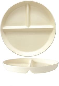Adult Porcelain Compartment Plate, Portion Control Plate, 3 Diet Divided Plate, for Salad, Dessert, Noodle, Steak, Breakfast