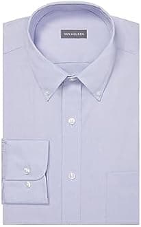 Van Heusen Men's Men's Pinpoint Regular Fit Solid Button Down Collar Dress Shirt Dress Shirt