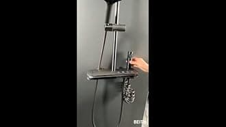 BEITH Thermostatic Shower System, 4 Piano Keys Shower Faucet Set, 31x20cm Square Shower Set, Digital Display, 360° LED Ambient Light, Hydroelectric Power, with Bathtub Faucet, Booster Spray Gun