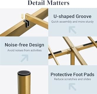 Allewie Full Size Metal Platform Bed Frame with Victorian Vintage Headboard and Footboard/Mattress Foundation/Under Bed Storage/No Box Spring Needed/Noise-Free/Easy Assembly, Gold