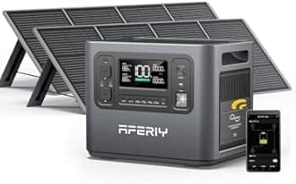 AFERIY Solar Generator P210 with 2pcs 200W Solar Panel | 2400W Portable Power Station 2048Wh | AC Output with 120V,2400W,Solar Generator for Home Use,Outdoor Camping,Power Outage, Camping,Emergencies