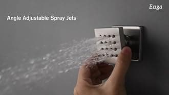 Enga Brushed Gold Rain Shower System with 4 Body Shower Jets 12inch Wall Mount Rainfall Shower Head & Handheld, Multi Shower Head System Rain Shower Faucets sets Combo with Rough-in Valve