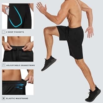 Men's Athletic Shorts with Pockets and Elastic Waistband Quick Dry Activewear Workout Shorts for Men