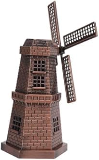 Agatige Netherlandish Windmills Statue, Metal Dutch Windmill Model Yard Decorations Classic Old-Fashioned Windmill Indoor Outdoor Decoration,13x7.5cm