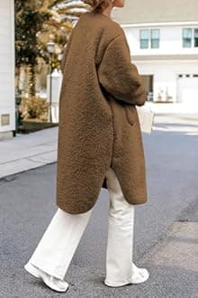 Aoang Women 2025 Winter Faux Fur Coats Fuzzy Fleece Open Front Outerwear Button Down Sherpa Long Jackets