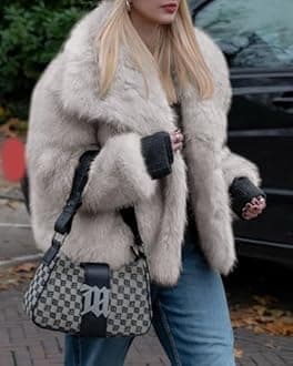 Cicy Bell Womens Faux Fur Coat Winter Shaggy Casual Oversized Lapel Jackets Warm Fuzzy Outerwear