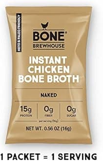 Bone Brewhouse - Unflavored Chicken Bone Broth Protein Powder - Keto & Paleo Friendly - Instant Soup Broth - 15g Protein - Natural Collagen, Gluten-Free & Dairy free - Pack of 9-45 Servings
