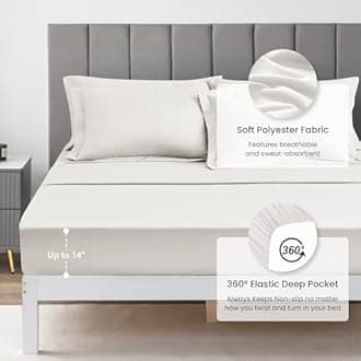 Love's cabin Queen Comforter Set Off White, 7 Pieces Queen Bed in a Bag, All Season Bedding Sets with 1 Comforter, 1 Flat Sheet, 1 Fitted Sheet, 2 Pillowcase and 2 Pillow Sham