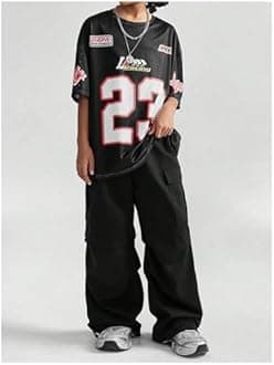 Verdusa Girl's Jersey Shirts Oversized Y2K Graphic Tees Number Print Half Sleeve Shirts Game Day Outfits