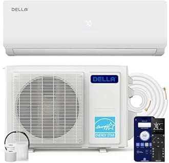 DELLA Mini Split AC 9000 BTU Works with Alexa 19 SEER2 Cools Up to 400 Square Feet 230V WiFi AC Activated and 0.75 Ton Wireless Inverter System Pre-Charged Heat Pump Kits