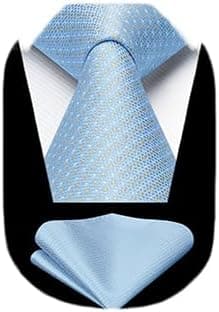 HISDERN Polka Dot Ties for Men Classic Silk Ties and Pocket Square Formal Business Necktie Handkerchief Wedding Party