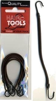 Hair Tools 4Pcs Brown Bunjee Hair Ties - Elastic Hair Ties for All Hair. Elastic Cord with Hook. Elastic Hair Bands with Hook Fastening for Ponytails. Essential Hair Accessories.