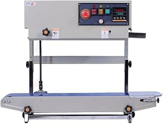 FR900 Vertical Band Sealer - 220V, Mild Steel - Sealing Speed 12m/min, Sealing Width 6-12mm - Ideal for Food Packets, Pouches, Plastic Bags, and Vacuum Packages