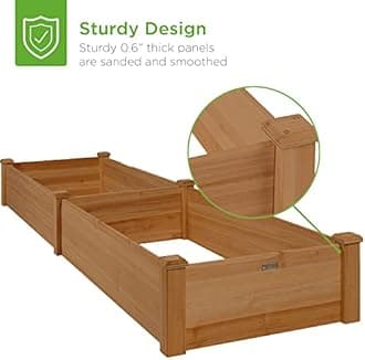 Best Choice Products Large 8x2ft Outdoor Wooden Raised Garden Bed Planter for Vegetables, Grass, Lawn, Yard - Acorn Brown