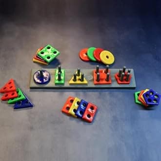 Fat Brain Toys Smart Activity Blocks for Toddlers â€“ Educational Geometric Sorting and Stacking Toy for Kids Ages 1-3+, Colorful Learning Puzzle Game for Early Development and Fine Motor Skills