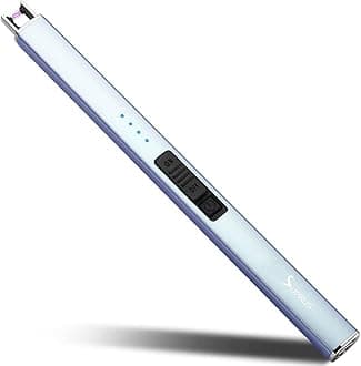 SUPRUSElectric Windproof Flameless USB Lighter Rechargeable with Safety Lock for Candle BBQ Camping (Blue)