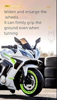 LittleFlyer Rechargeable Battery Operated Ride on Bike for Kids, Electric Toy Bike with Leather Seat, Wheels Lights, Music and Key Start for Kids of Age 2 to 10 Years (Red & White)