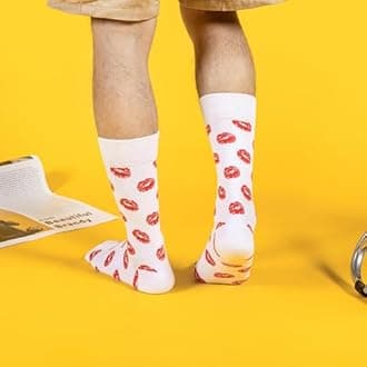 BISOUSOX Funny Socks Men's Cotton Women's Personalised Socks with Heart Pattern Valentine's Day Gift for Men Women Soulmate Socks Valentine's Day Stockings Unisex Matching Socks