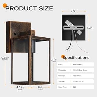 WIHTU Outdoor Lights for House, LED Exterior Front Porch Light Fixtures for Outside, Waterproof Wall Light Outdoor, Sconce Lights for Patio, Garage, Doorway, Entryway (Black Brush Gold)