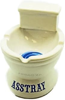 Fantasy Gifts Novelty Toilet Shape Ceramic Ashtray With Words Asstray On Front 4 Inches Tall