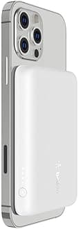 Belkin Magnetic Wireless Power Bank 2500mAh (Portable Charger Compatible with MagSafe for iPhone 16, 15, 14, 13 Series, 2.5K Small Capacity Compact Power Pack, USB-C to USB-C Cable Included) – White