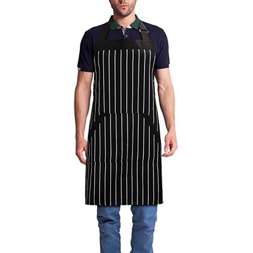 Yollo Home Bib Apron Adjustable Cooking Apron With 2 Pockets Stripe Apron For Men, Women, Chef, Baker, Garden, Restaurant, Home, Kitchen