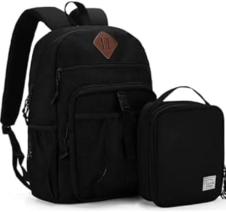 VASCHY School Backpack Boy Girl 2 Pieces, 2 in 1 Sets of Children's Backpack with Lunch Bag Backpack Sets of School Supplies for 5-9 Years Old Set of Backpack with Thermal Bag for School Travel