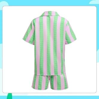 Kids Costume, Boys Casual Beach Striped Shirt and Shorts Set,2023 Movie Outfits