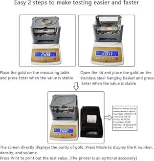 ZXSYYDS Digital Electronic Gold Purity Tester,Density Analyzer for Gold and Silver, Accurate to 0.01g, Precious Metal Density Tester,MDJ-1200K
