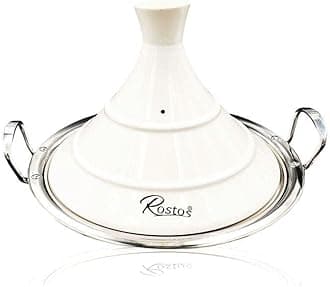 Rostos Moroccan Tagine Pot, White Diameter 30 cm Ceramic Induction, Available in Three Sizes, Casserole, Premium Quality, Suitable for All Hobs and Oven