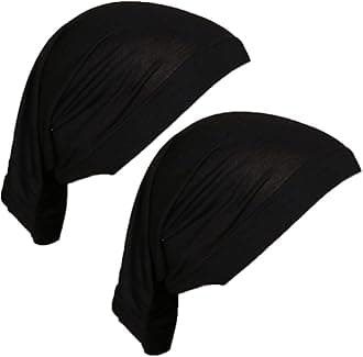 ccHuDE 2 Pcs Women Hijab Undercaps Under Scarf Hijab Cap Solid Color Stretch Under Caps Inner Under Scarf Hat Black