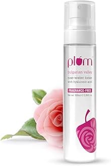 Plum Bulgarian Valley Rose Water Toner |with Hyaluronic Acid & Rose Extracts|100% Natural Rose Fragrance|Soothing and Pore Tightening|Balances Ph Levels | for All Skin Types (100 Ml, Pack of 1)