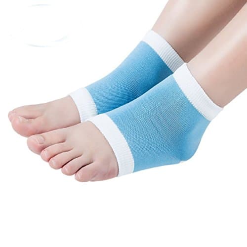 Perfect Star Spa Moisturizing Gel Soft Socks Open Toe Dry Cracked Heel Care Skin Repair Therapy Treatment (Blue)