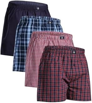 DANISH ENDURANCE Men's 100% Cotton Woven Boxers (4 & 6-Pack) – Loose Fit, Breathable & Lightweight Comfort