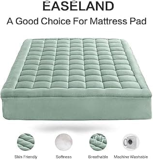 EASELAND Full Size Mattress Pad Pillow Top Mattress Cover Quilted Fitted Mattress Protector 8-21" Deep Pocket Cooling Mattress Topper (54x75 Inches, Pale Aqua)