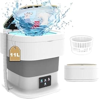 60W Portable Washing Machine,11L Small Fold Washing Machine with Spin Dryer,Mini Foldable Clothes Washer,Small Collapsible Laundry Washer for Travel,Apartment,Underwears,Socks (Grey)