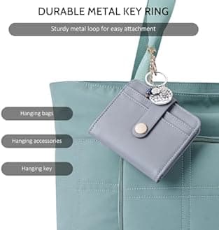 POIUGOYA Slim Wallet for Women, RFID Blocking Credit Card Holder with Coin Pocket, ID Window and Key Chain