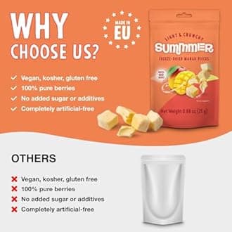 Summmer Freeze Dried Mango Slices - 10 Packs - No Added Sugar Package - 8.8 Oz 100% Natural Candy, Fruit Snack for Kids & Adults