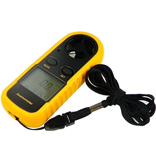 Mini Anemometer Air Wind Speed Gauge Digital LCD CFM/CMM Thermo Anemometer Thermometer Wind Speed Temperature Meter YELLOW