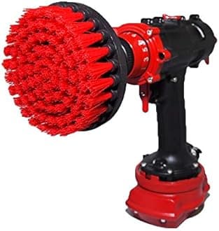 Premium Drill Brush, Rigid, Red, 13 cm - Professional High Power Cleaner - Won't Scratch Surfaces - For Garage, Bricks, Tiles, Stone, Fireplace and Car Wheel Cleaning