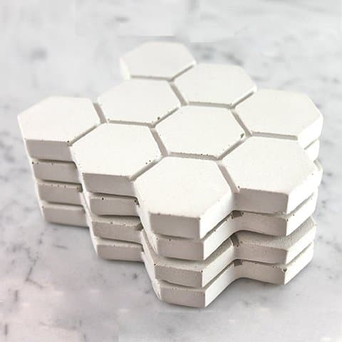 Culinarium Concrete Hexagon Coasters, Large White